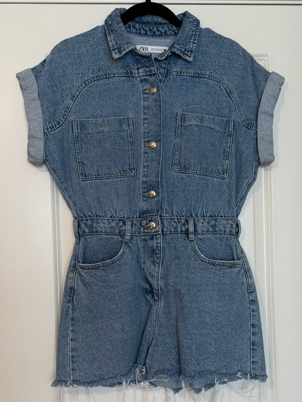 ZARA Light Blue Denim Short Romper